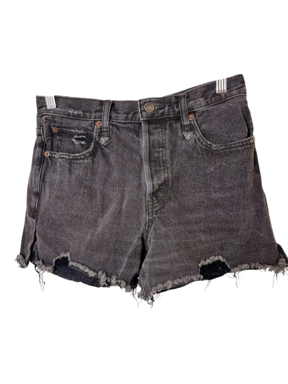 We The Free Black Distressed Raw Hem Denim Shorts 3.5" Inseam Size 26